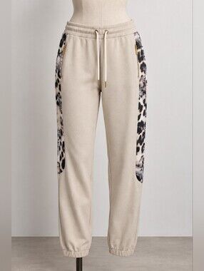 Orly Women’s Cream Leopard Print Side Panel Jogger Pants – XXL